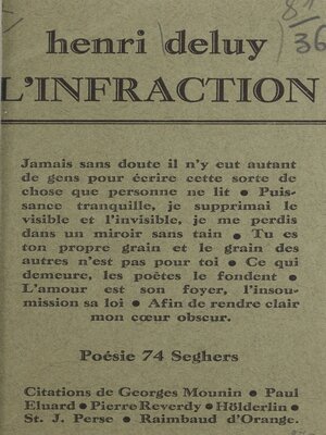 cover image of L'infraction